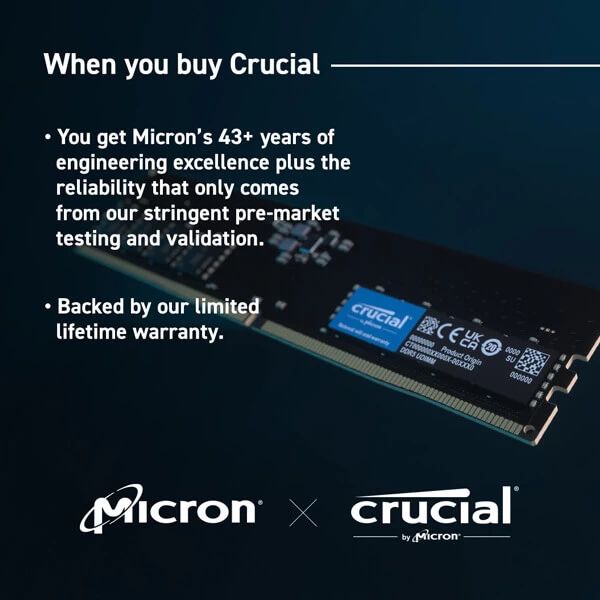 Crucial CT16G52C42U5 16GB (16GB X 1) 5200mhz DDR5 CL42 Desktop Memory