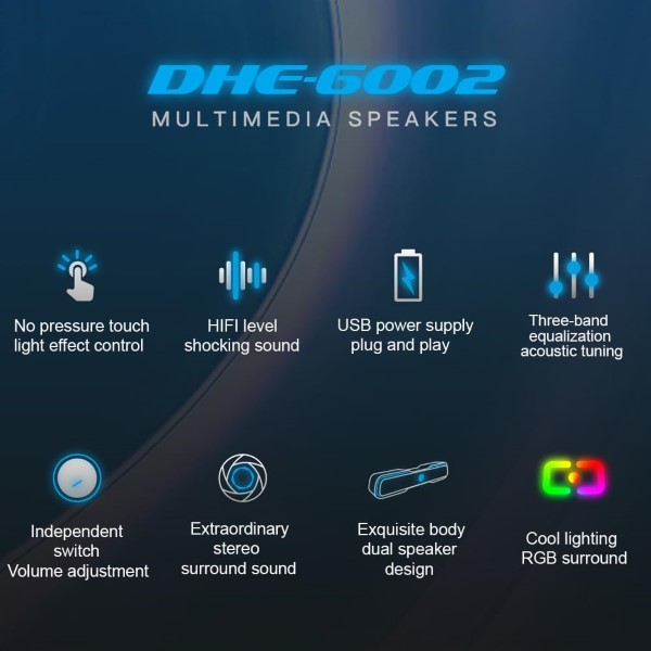 HP DHE-6002 Wired Speaker With RGB lights
