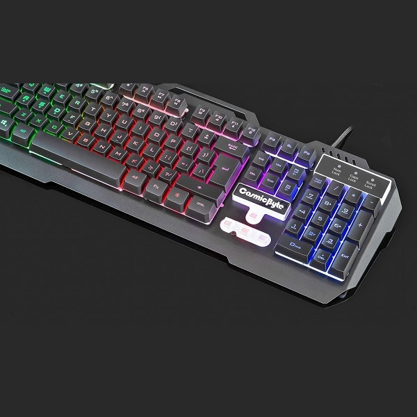 Cosmic Byte CB-GK-05 Titan Rainbow Backlit Membrane Keyboard with Braided Wired Cable (Black)