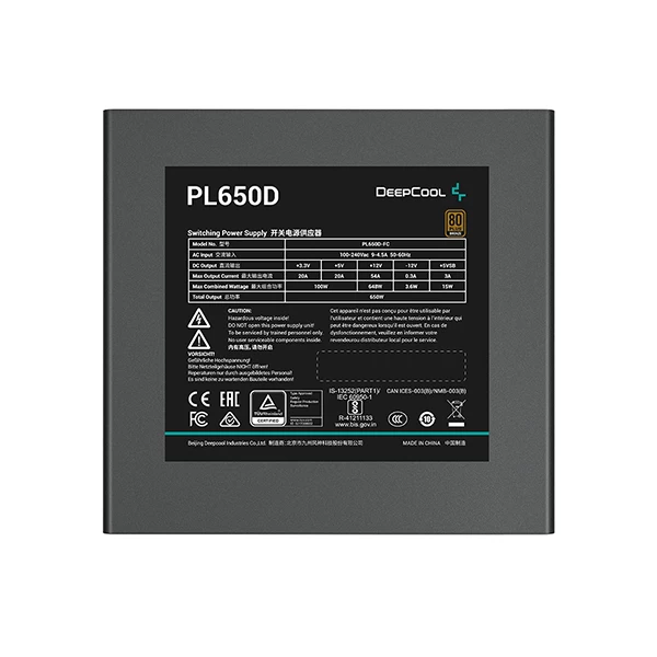 DeepCool PL650D 650 Watts 80 Plus bronze Certified Non-Modular ATX3.0 Power Supply