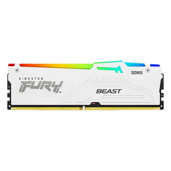 Kingston Fury Beast RGB 64GB 6000Mhz WH (32GB X 2) DDR5 CL30 Desktop Memory With Intel XMP (White)