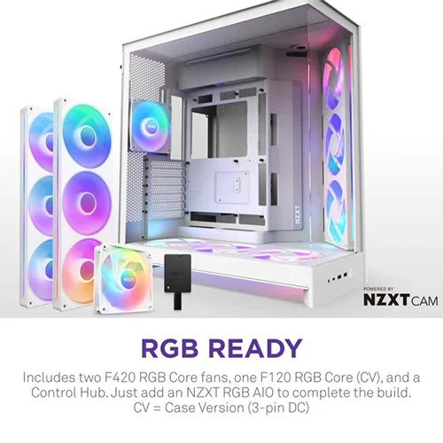 NZXT H9 Flow RGB Plus Large Dual-Chamber ATX Mid-Tower Case (white)