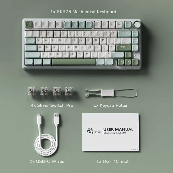 Royal Kludge RK R75 Sky Cyan (Brown Switch) Mechanical Wired Gaming Keyboard