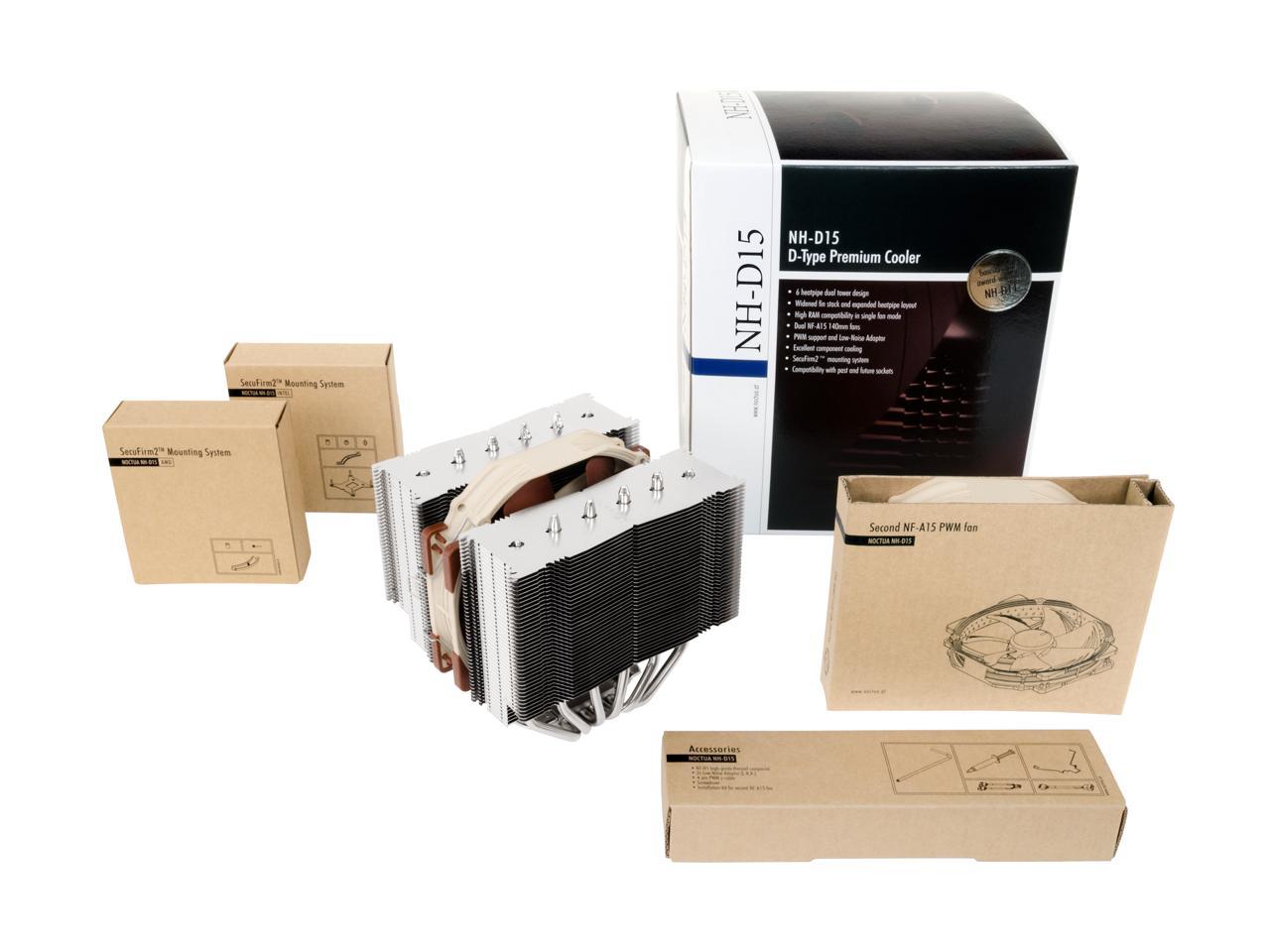 Noctua NH-D15 Premium 140mm CPU Air Cooler (Brown) with 2x NF-A15 PWM 140mm Fans