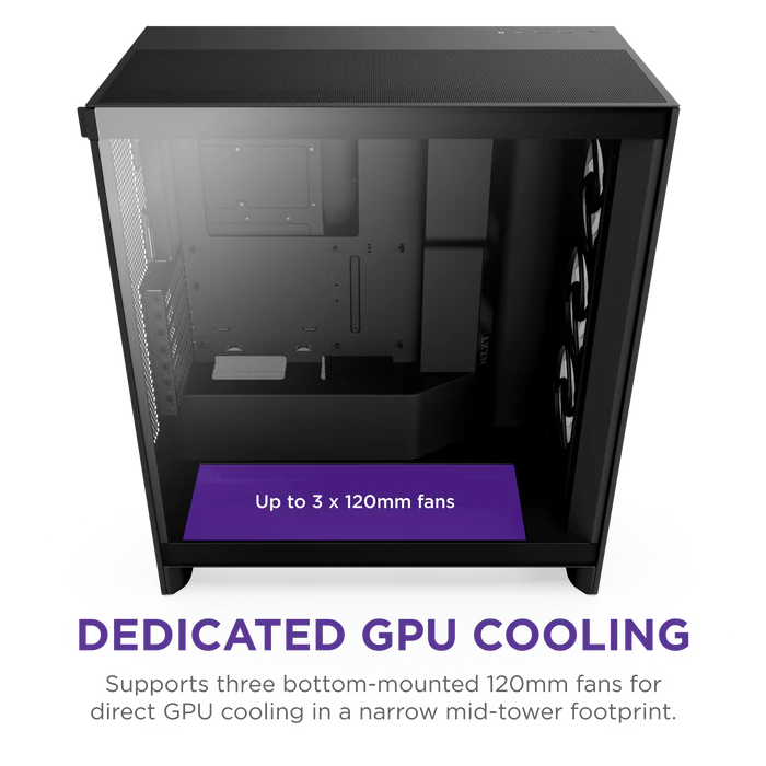 NZXT H7 Flow ATX Mid-Tower Case With RGB Fans (Black)