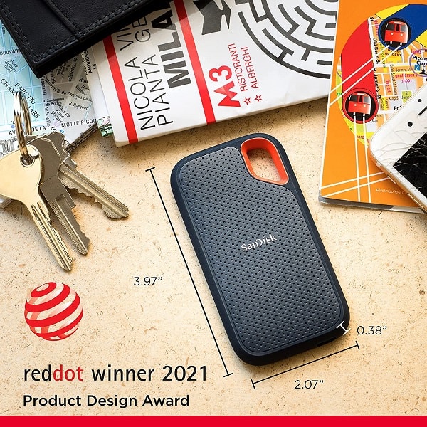 Sandisk Extreme E61 2TB Portable SSD with Up to 1050MB/s Read, 1000MB/s Write Speed and IP55 Water/Dust Resistance