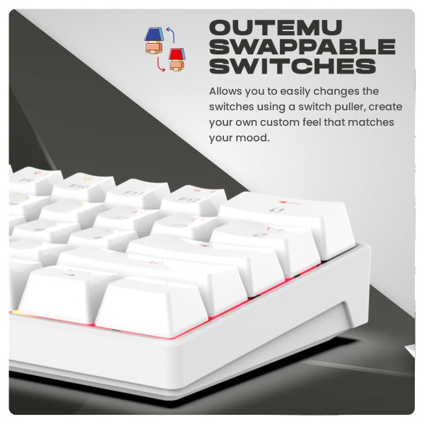 Cosmic Byte CB-GK-35 Themis 61 Key Per Key RGB Wired Mechanical Gaming Keyboard with Outemu Red Swappable Switches and Software (White)