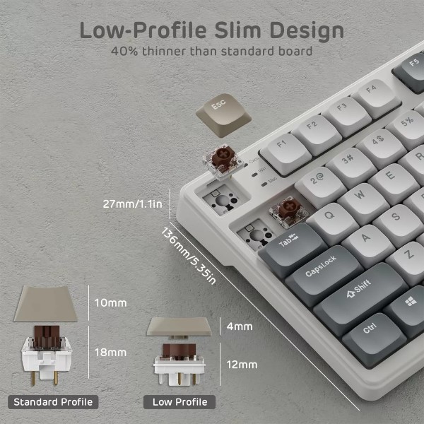 Royal Kludge RK N80 Pearly Dawn (Red Switch) Mechanical Wireless Gaming Keyboard With Smart Display