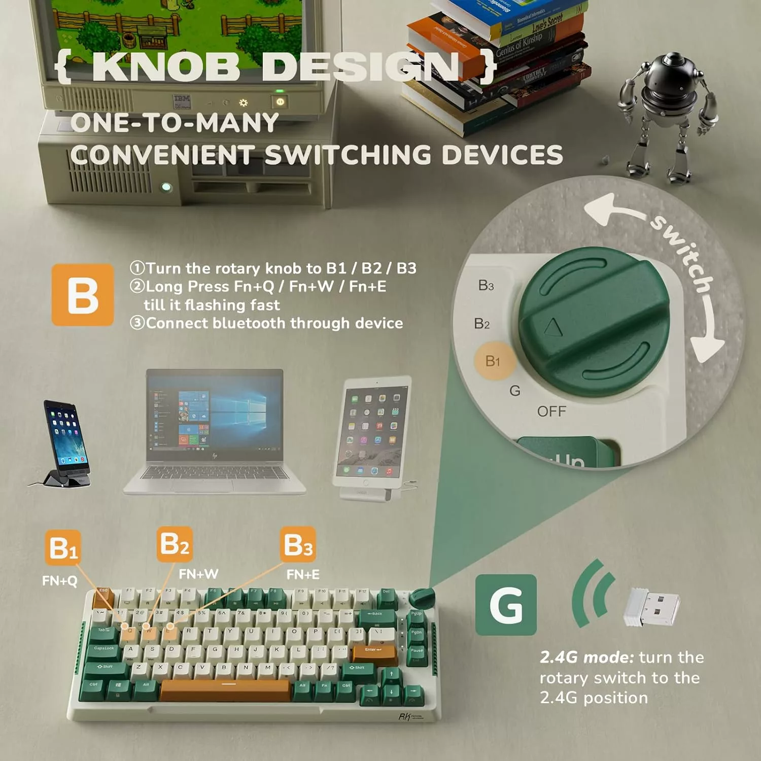 Royal Kludge RK H81 Timing Machine (Brown Switch) Mechanical Wireless Gaming Keyboard