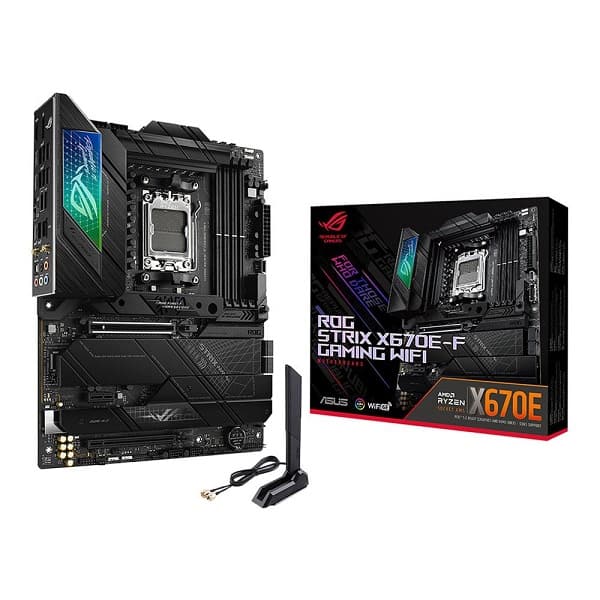 Asus Rog Strix X670E-F Gaming WIFI AMD AM5 LGA 1718 DDR5 ATX motherboard with Ryzen 7000 Series processor support