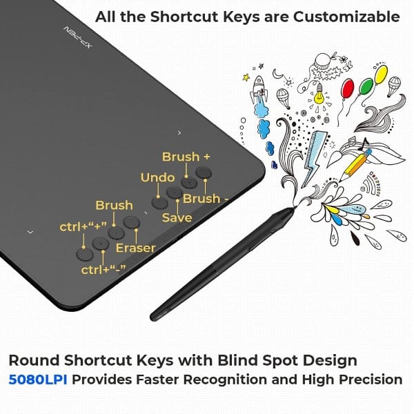 XP-Pen Deco 01 V2 Pen Tablet with 6 Customizable Buttons and Support for Android