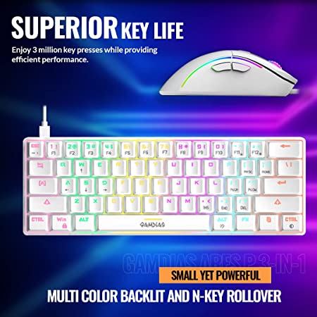 Gamdias Hermes E4 3-in-1 Combo with RGB Mechanical Gaming Keyboard RGB Mouse and Mousepad (White)