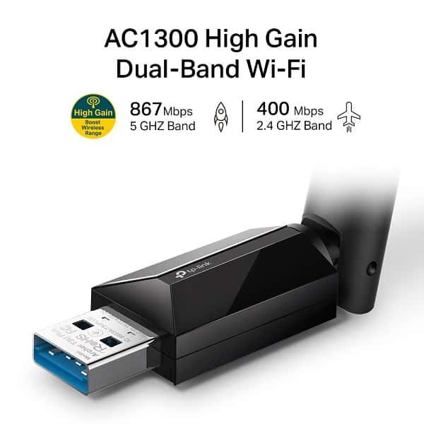 TP-Link Archer T3U Plus AC1300 Wireless Dual Band USB Adapter with MU-MIMO