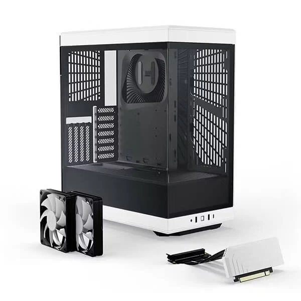 Hyte Y40 TG Mid-Tower ATX Cabinet with PCIe 4.0 Riser (White/Black)