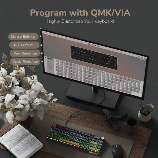 Royal Kludge RK R65 Green Sand (BROWN Switch) Wired Mechanical Gaming Keyboard