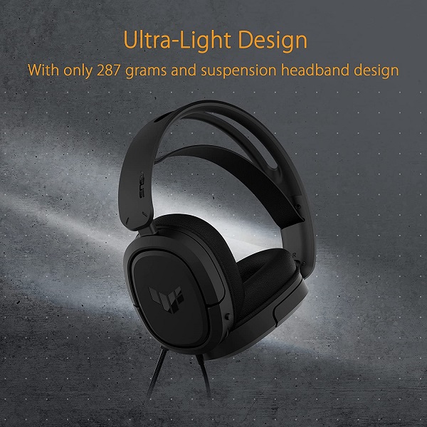 ASUS TUF Gaming H1 gaming headphone with Discord and Teamspeak certified microphone and 7.1 surround sound