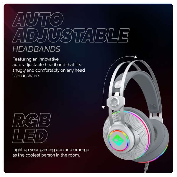 Cosmic Byte Proteus White Headset Dual Input USB and 3.5mm, 7.1 Surround Sound
