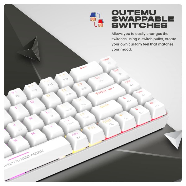 Cosmic Byte CB-GK-36 Artemis 68 Key Per Key RGB Wired Mechanical Gaming Keyboard with Outemu Blue Swappable Switches and Software (White)