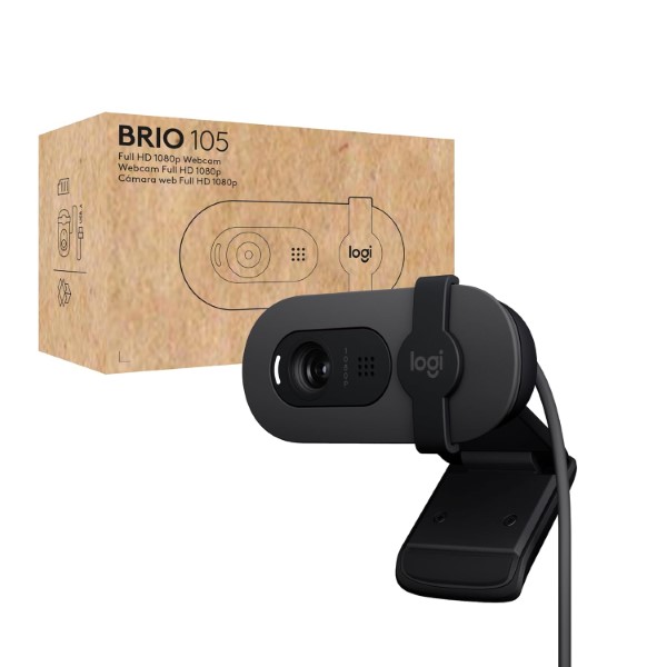 Logitech Brio 105 Full HD Business Webcam with Auto-light Balance
