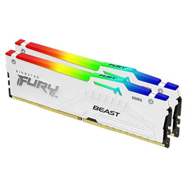 Kingston Fury Beast RGB 32GB 6000Mhz WH (16GB X 2) DDR5 CL30 Desktop Memory With AMD EXPO (White)