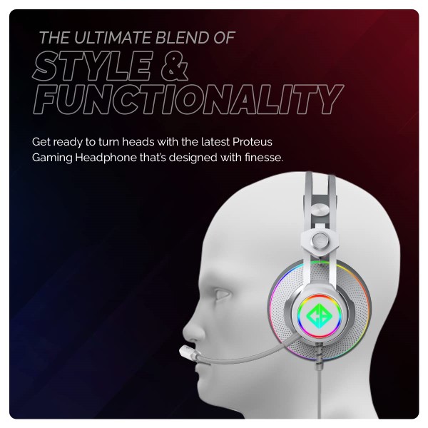 Cosmic Byte Proteus White Headset Dual Input USB and 3.5mm, 7.1 Surround Sound