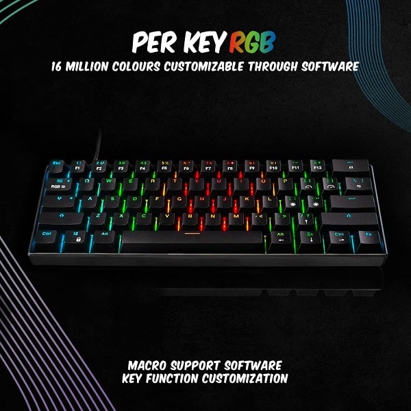Cosmic Byte CB-GK-32 Themis 61 Key Mechanical Gaming Keyboard with Outemu Red Switch and Per Key RGB (Black)