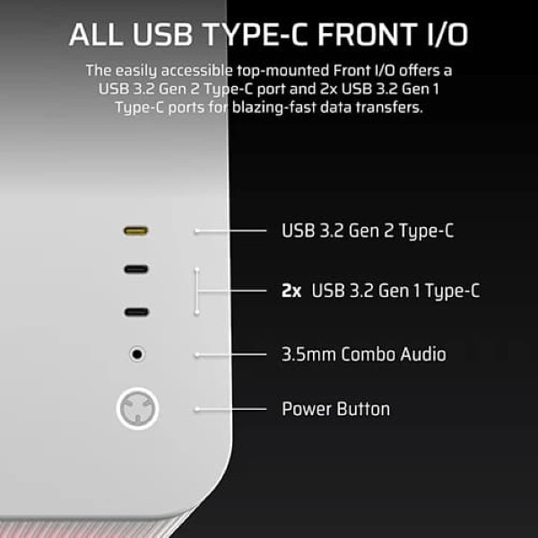 Corsair Air 5400 RS-R ARGB E-ATX Mid Tower Cabinet With Tempered Glass Side Panel White