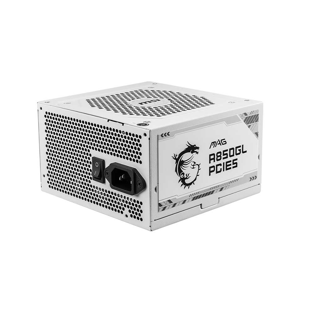MSI MAG A850GL White PCIe5 850 Watt ATX 3.1 80 Plus Gold Certified Power Supply