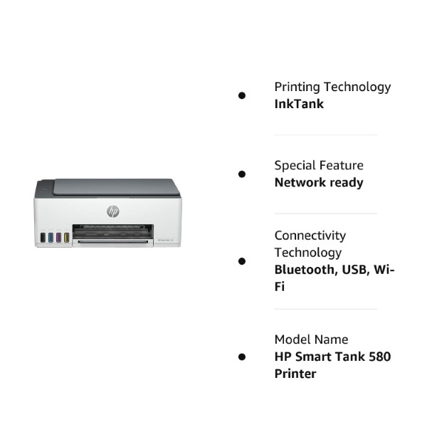 HP Smart Tank 580 Multi Function Wi-Fi Printer for Business and Home