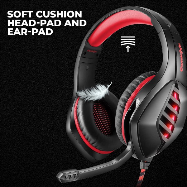 Cosmic Byte GS430 Red Gaming Headphone with 7 Color RGB Led and Microphone (Red)