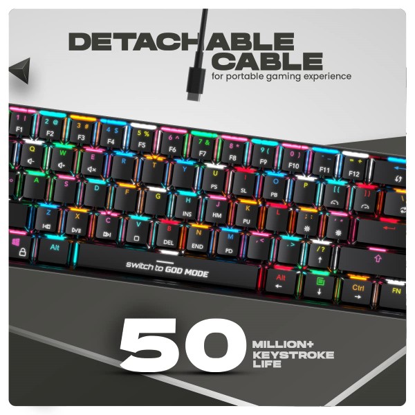 Cosmic Byte CB-GK-35 Themis 61 Key Per Key RGB Wired Mechanical Gaming Keyboard with Outemu Red Swappable Switches and Software (White)