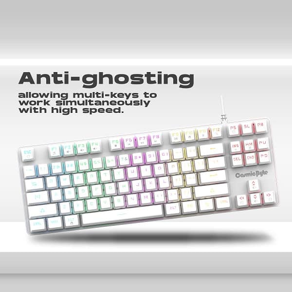 Cosmic Byte CB-GK-37 Firefly RGB TKL Mechanical Keyboard with Swappable Outemu Red Switch (White)