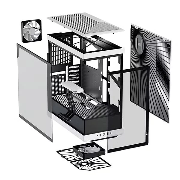 Hyte Y40 TG Mid-Tower ATX Cabinet with PCIe 4.0 Riser (White/Black)