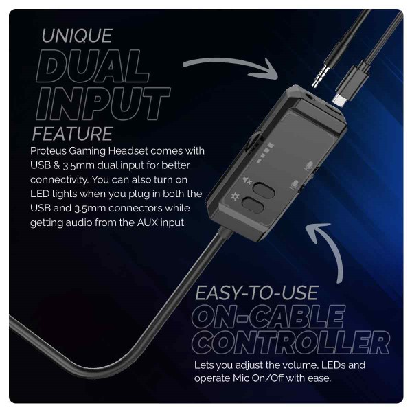 Cosmic Byte Proteus Headset Dual Input USB and 3.5mm, 7.1 Surround Sound