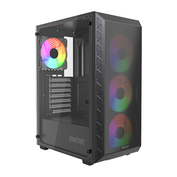 Clarion JM-ATLAS Mid-Tower Gaming Cabinet with 4 Auto-RGB Fans