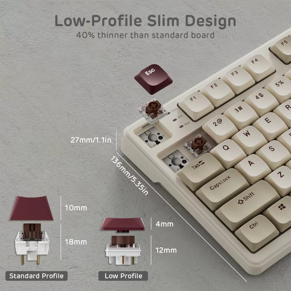 Royal Kludge RK N80 Rosy Clouds (Brown Switch) Mechanical Wireless Gaming Keyboard With Smart Display