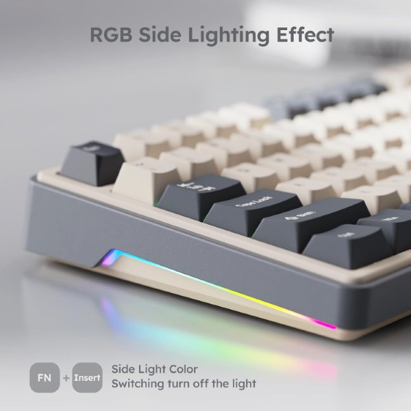 Royal Kludge R87 Pro Half Grey (Creamy Switch) Wired Gaming Keyboard