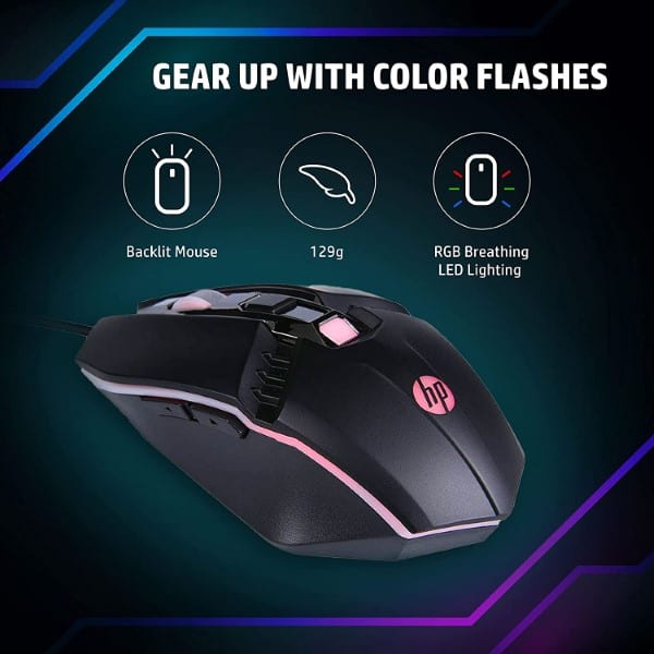 HP M270 Backlit USB Wired Gaming Mouse with 6 Buttons