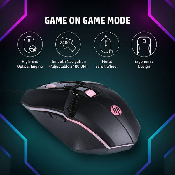 HP M270 Backlit USB Wired Gaming Mouse with 6 Buttons
