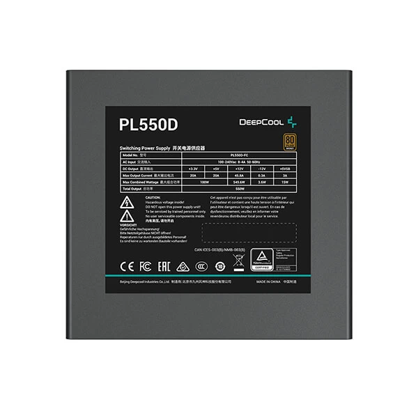 DeepCool PL750D 750 Watts 80 Plus bronze Certified Non-Modular ATX3.0 Power Supply