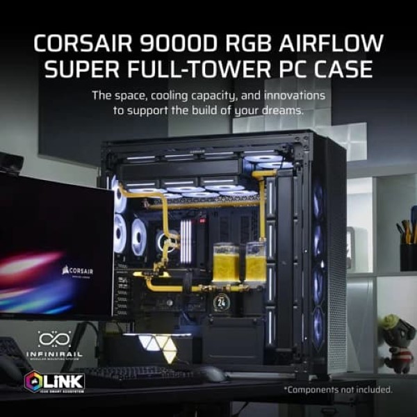 CORSAIR 9000D RGB Airflow Super Full Tower Cabinet With Tempered Glass Side Panel Black
