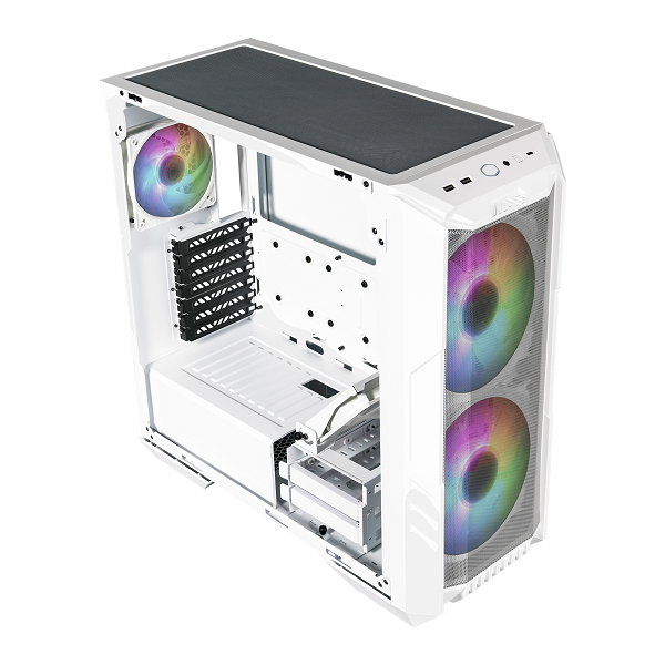 Cooler Master MasterCase HAF 500-White ARGB ATX Gaming Cabinet with Tempered Glass Side Panel (White)