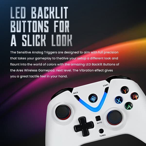 Cosmic Byte Ares Wireless Gamepad for PC (White)