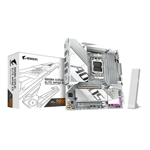 Gigabyte B850M Aorus Elite Wifi6E Ice Amd AM5 Ddr5 M-Atx Motherboard