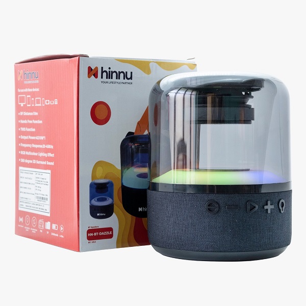 Hinnu HN-BT-Dazzle RGB Bluetooth speaker with surround sound.