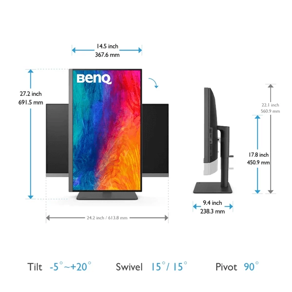 BenQ PD2706U 27-Inch 4K UHD 60Hz 5ms IPS Panel Professional Designer Monitor with Display HDR400