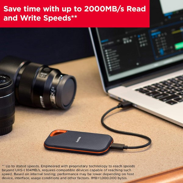 Sandisk Extreme Pro E81 2TB Portable SSD with Up to 2000MB/s Read & Write Speed and IP55 Water/Dust Resistance