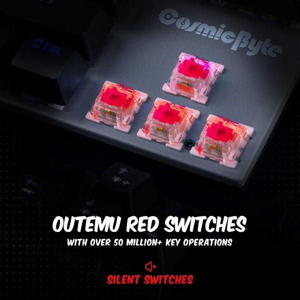 Cosmic Byte CB-GK-26 Pandora TKL RGB Mechanical Keyboard with Outemu Red Switches (Black/Grey)