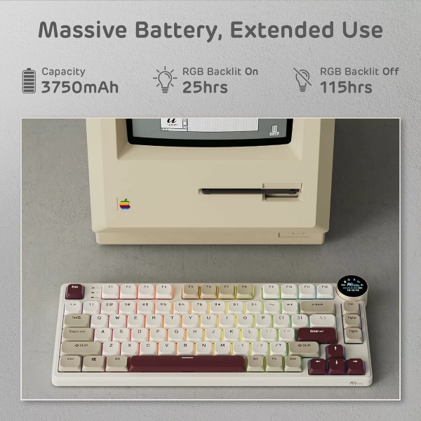 Royal Kludge RK N80 Rosy Clouds (Red Switch) Mechanical Wireless Gaming Keyboard With Smart Display