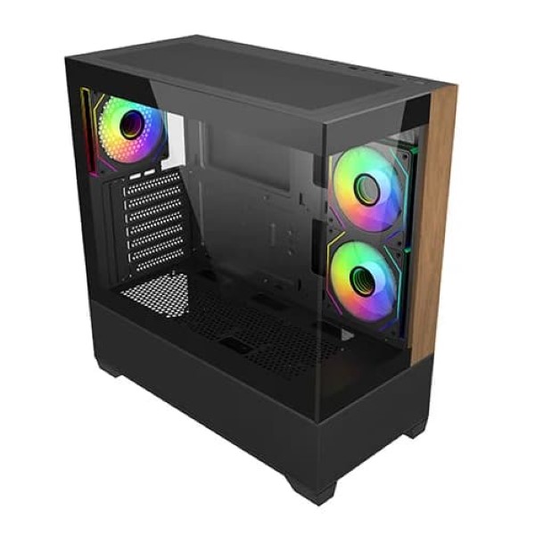 Cooler Master Elite 690 Wood ARGB ATX Mid Tower Gaming Cabinet (Black)